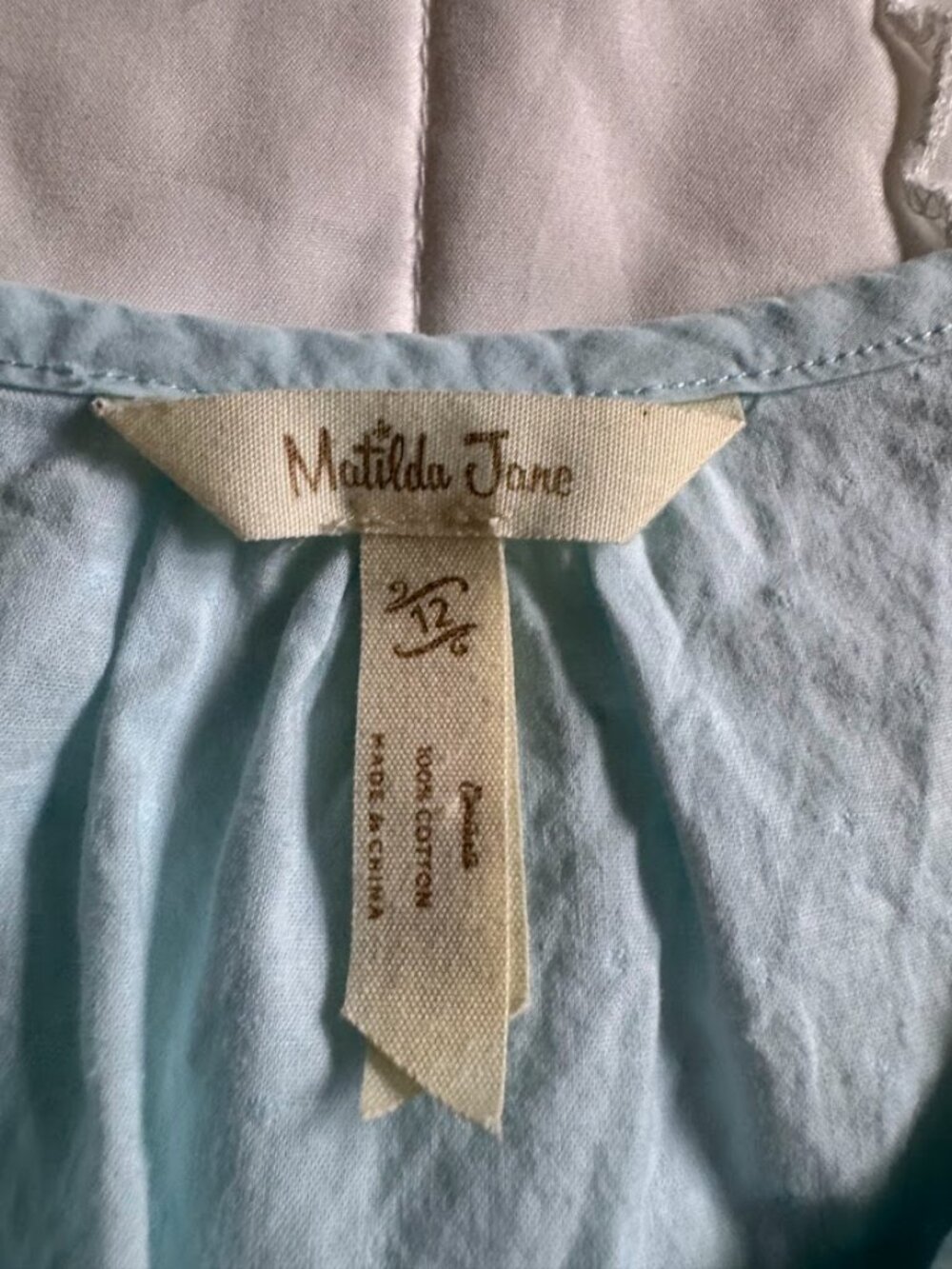 Matilda Jane Clothing Girls Size 12 Swiss Dot Blue Sleeveless Top - Picture 2 of 3